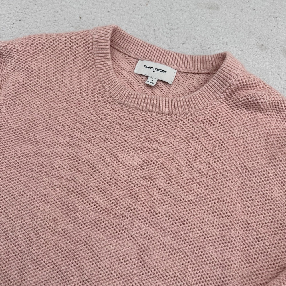 Banana Republic Knit Sweater Mens Large (Fits M) Pink Heavyweight Long Sleeve